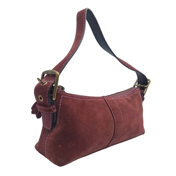 Vintage Coach 7470 Suede Hamptons Demi Baguette Hobo Bag - Picture 2 of 14